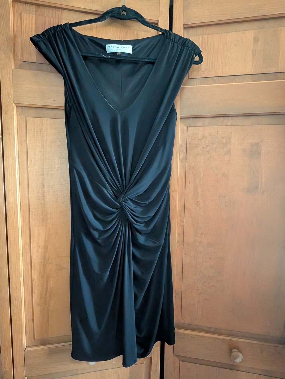 Trina Turk Black Twist-Front Midi Dress
